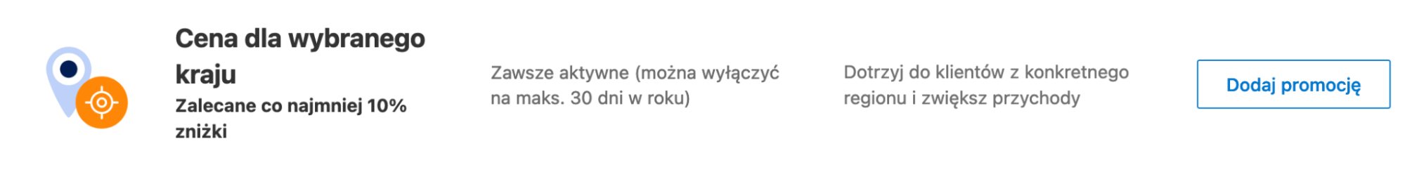 ceny dla wybranego kraju