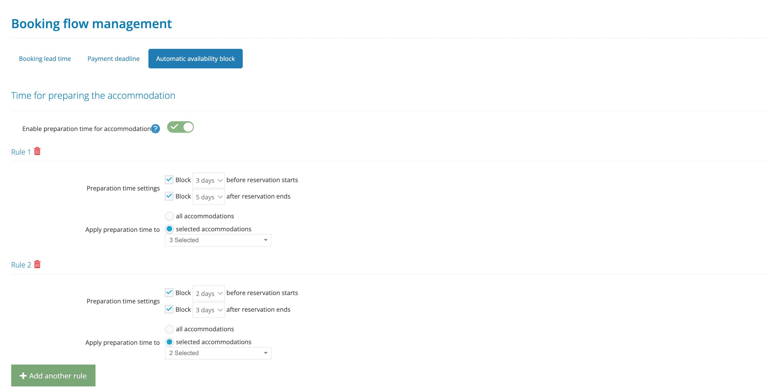 Automatic availability block to prepare apartments for new guests in IdoBooking